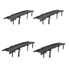 different dots logo in the bamboo bridge . vector dotted icon . design elemen