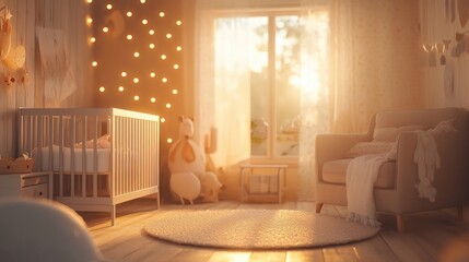 A cozy nursery filled with soft colors and gentle lighting, showcasing preparation for a newborn