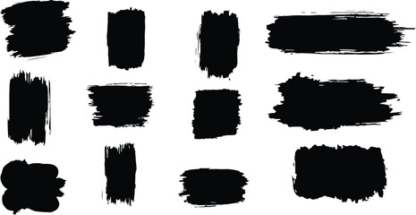 Monochrome Grunge Textures Set - Hand Drawn Abstract Brush Strokes & Paint Stains Vector Pack