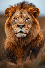 Powerful Lion Portrait in Golden Hour
