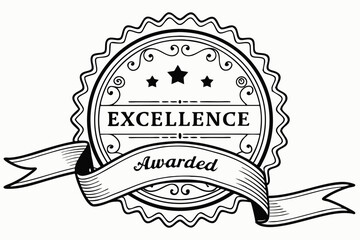 Excellence Awarded Badge Vintage Style Seal of Approval Graphic