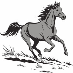 A horse running towards