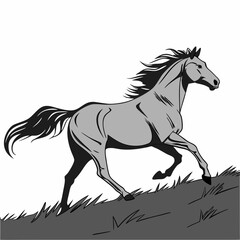 A horse running towards
