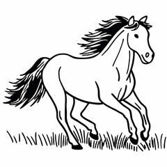 A horse running towards