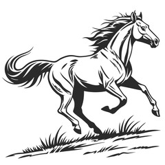 A horse running towards