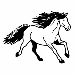 A horse running towards