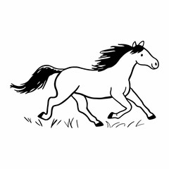 A horse running towards