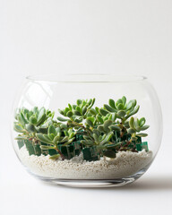 Biotech Succulent with Microchip Leaves &ndash; Futuristic Terrarium in Lab Aesthetic, Clean White Background for Sci-Tech Branding (2025 Viral Concept)