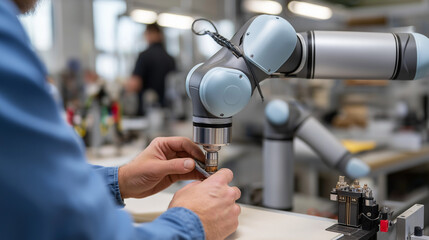 Collaborative Robot Working Alongside Human in a Professional Setting