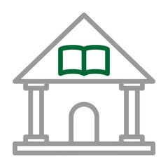 Library Vector Line Dark Green Grey Icon Design