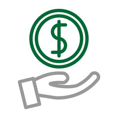 Financial Aid Vector Line Dark Green Grey Icon Design
