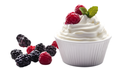 High-quality Greek Yogurt Isolated on White Background in 16:9 Aspect Ratio