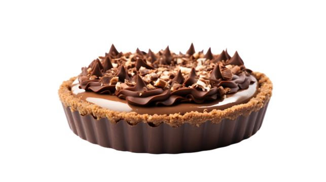 Exquisite Homemade Chocolate Pie on White Background for Food Photography