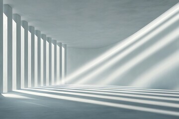 Sunlit Modern Hallway Columns.