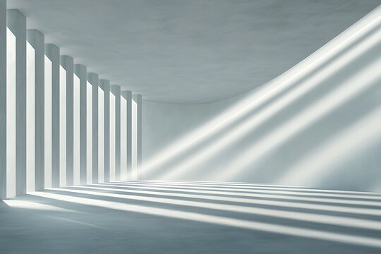 Sunlit Modern Hallway Columns.