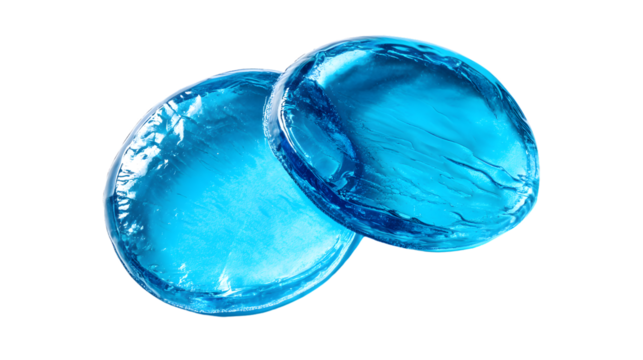 Professional Hydrogel Blue Eye Patches Isolated on White Background for Skincare Treatment