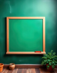 Blank, vibrant green chalkboard ready for message, information, retro, texture