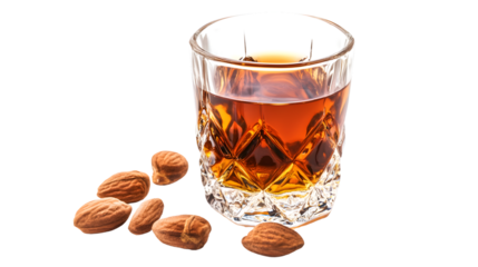 Premium Quality Italian Liqueur Amaretto Bottle Isolated on White Background