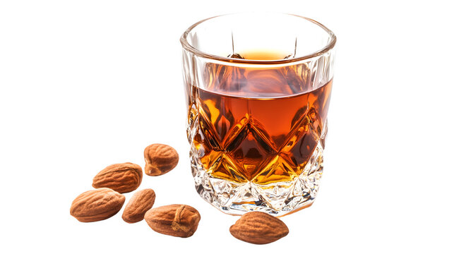 Premium Quality Italian Liqueur Amaretto Bottle Isolated on White Background