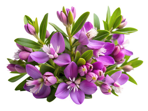 Myrtle-leaf milkwort, polygala myrtifolia, flowers isolated on white, clipping path