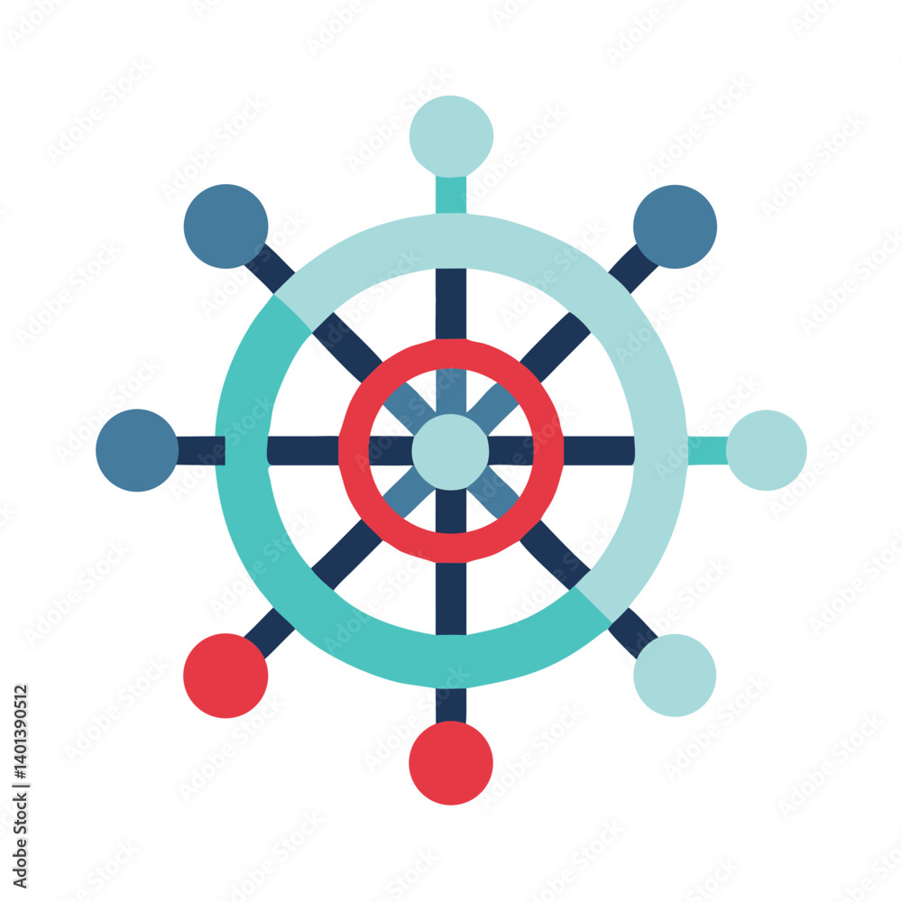 Poster kubernetes icon in flat design with colorful elements