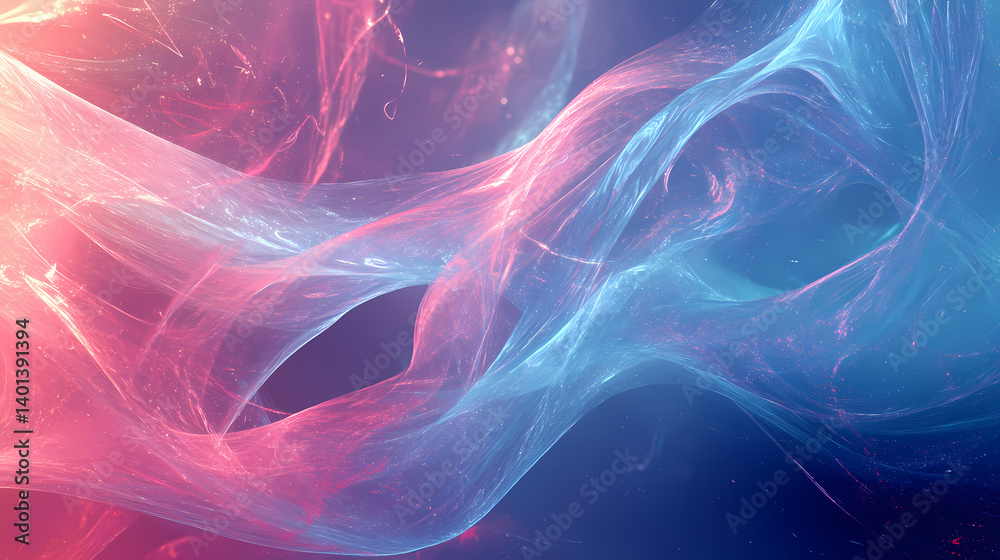 Wall mural dynamic flowing lines in gradient blue and pink shades background - made with generative ai. fantasy