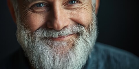Closeup gray bearded man portrait
