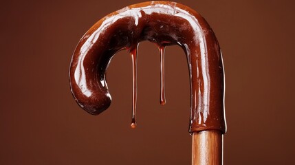 Deliciously drizzled chocolate candy cane with a glossy finish and vibrant colors.
