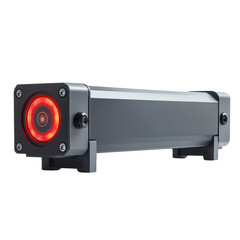 Obraz premium Adaptive laser fog light with AI beam control on plain white background, next-gen visibility