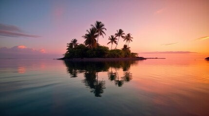 Misty reflection landscape sunrise sunset