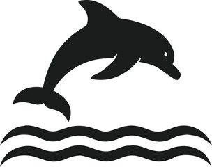 Obraz premium Leaping Dolphin Silhouette Ocean, Aquatic, Mammal, Wildlife, Marine