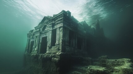 A sunken city beneath the homelandâ€™s lake, said to rise once every century, glowing beneath the water, --ar 16:9 --v 6.1 Job ID: e28fe7be-eaaa-4ba4-824b-e01f5a6a4181