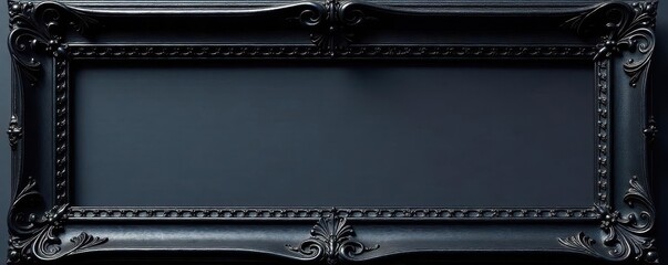 Elegant black carved wood picture frame, isolated , antique, display frame, elegant frame