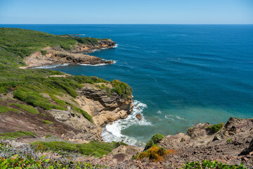 Fototapeta premium View over coast and cliffs of Presqu'Île de la Caravelle a nature reserve on Martinique
