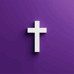 Obraz premium White Cross on Purple Background