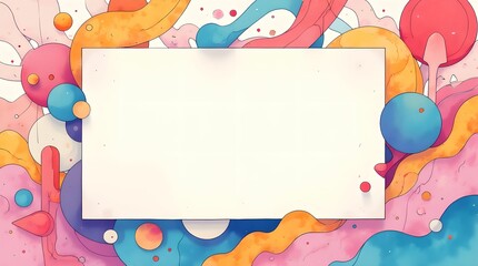 Bright abstract design with colorful shapes and empty space for text