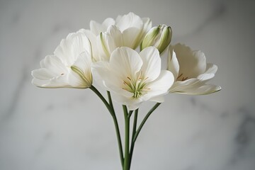 Obraz premium Blooming lily stem on white background