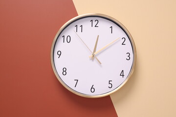 Close-up of a wall clock. The concept of time and work time is valuable for life, Alarm clock...