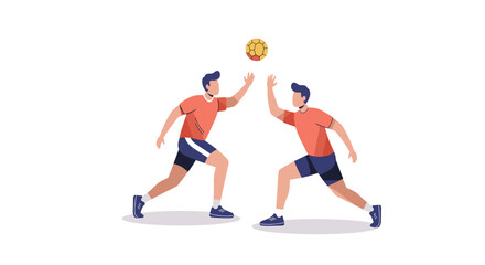 Fototapeta premium Two Young Men Practicing Handball Against a White Background 