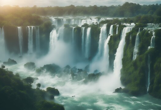 falls iguazu argentinabrazil background stunning aest anime style flow travel moss water rock waterfall cascade mountain fall natural igazu spring landscape stone flowing beautiful nature green