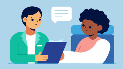 Sleep Hygiene Education The doctor sharing a visual guide on good sleep habits with the patient who is listening attentively and taking notes.