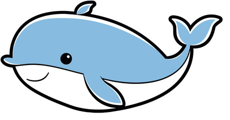 Fototapeta premium Whale Fluke Whale Side View Vector