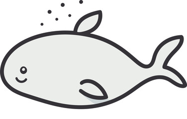 Whale on Water Icon Whale with Ocean Horizon Vector