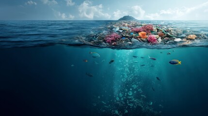 Ocean Pollution with Plastic Waste and Fish Underwater Environment Impact