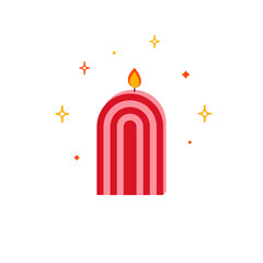 Scented wax candle. Aromatic soy wax candlelight cartoon flat style, modern wick stick fragrance decor for cozy warm spa relaxation atmosphere. Vector illustration