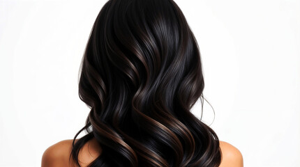 Fototapeta premium Brunette beauty with long curly hair, a profile of glamour fashion