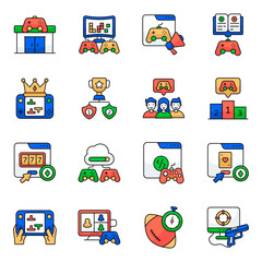 Set of Online Games Flat Icons 

