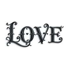 Love Text Typography, Romantic Vector Illustration, Bold Word Art