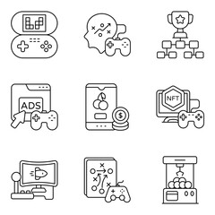 Set of Mobile Games Line Icons 

