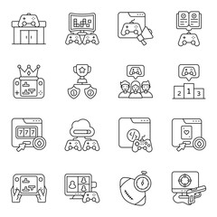 Set of Online Games Line Icons 

